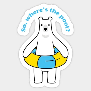 Cute white bear with swimming ring Sticker